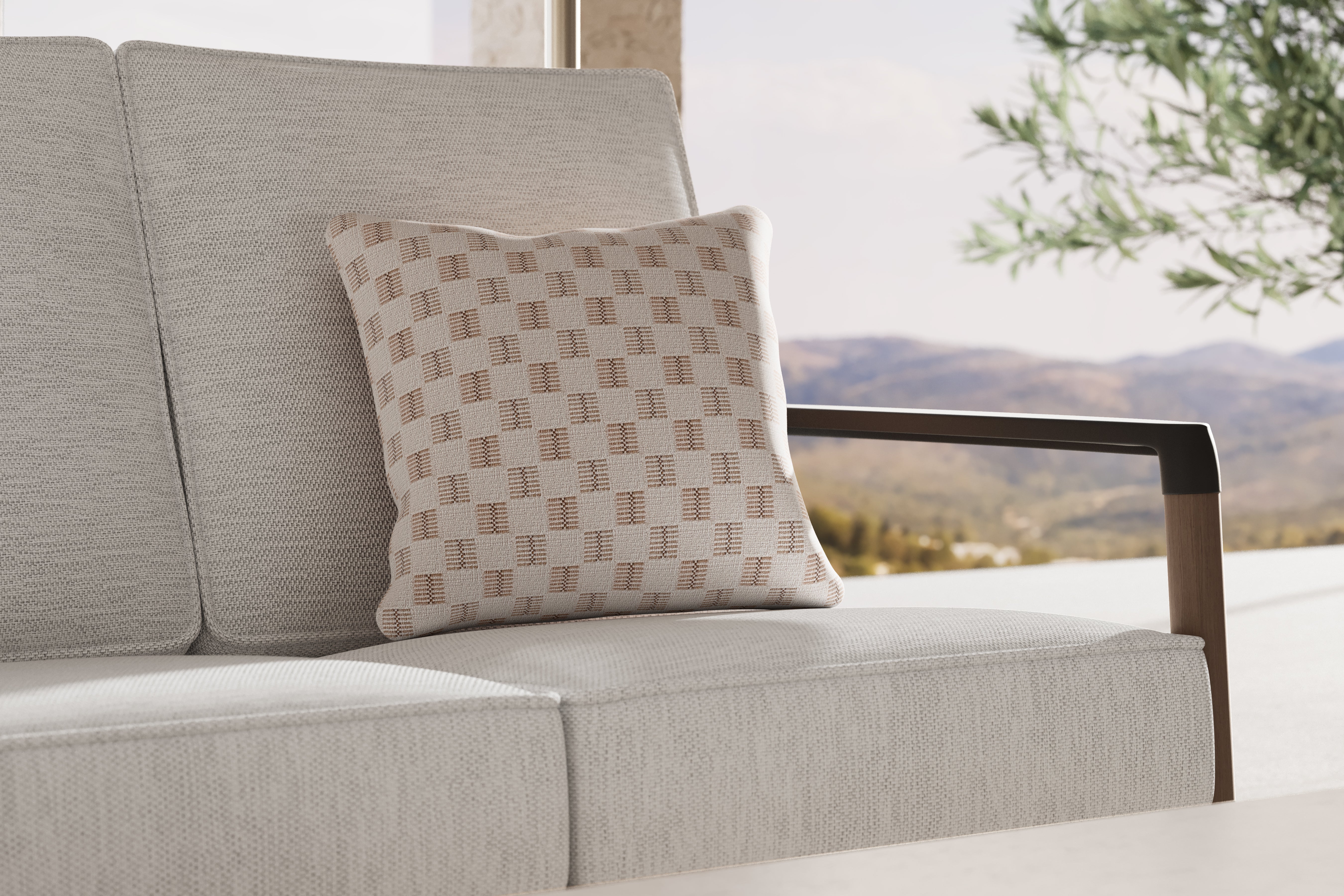Sunbrella® Outdoor Pillow - Mend Latte - 18x18