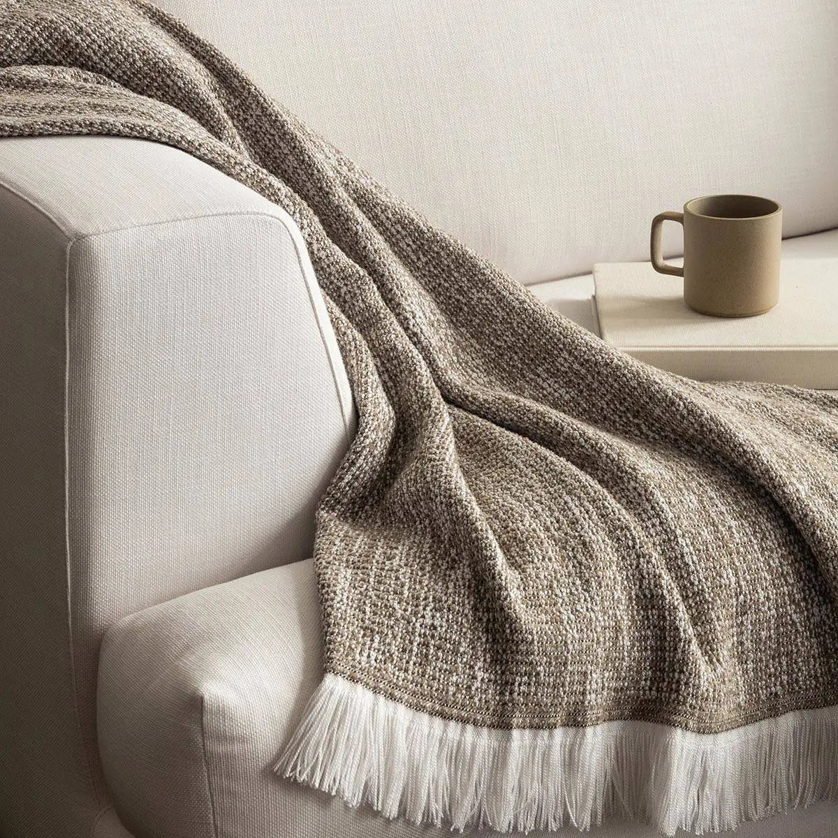 Sunbrella® Signature Indoor Outdoor Throw - Crosshatch Flax
